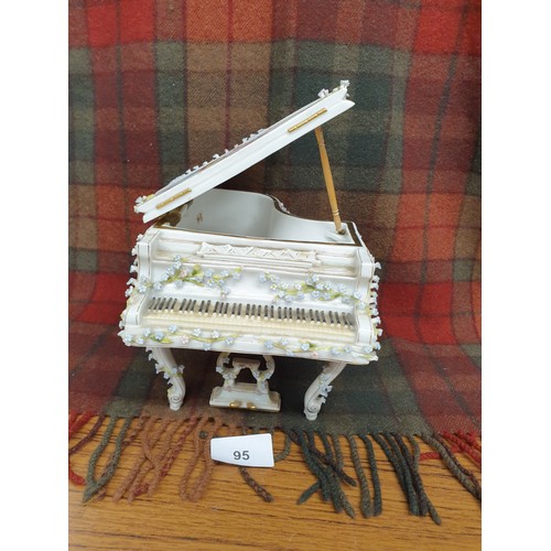 95 - Meissen Grand Piano Ornament With Stunning Floral Decoration Beautifully Hand Painted 22cms