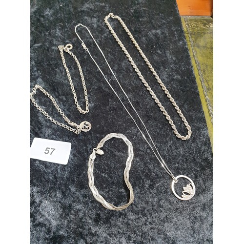 57 - Selection of Silver Chains Bracelets ect