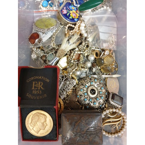 87 - Selection Of Costume Jewellery To Include Brooches Pill Boxes Ect