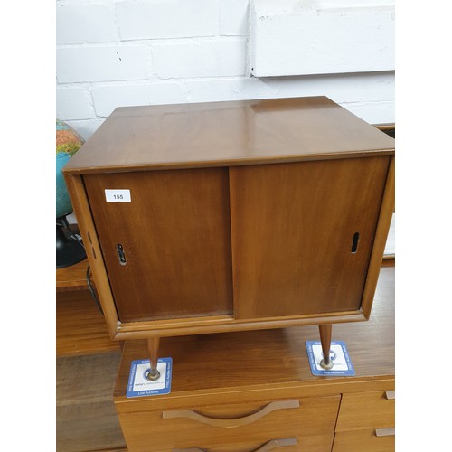 155 - 1970s Retro Record Cabinet With Sliding Doors