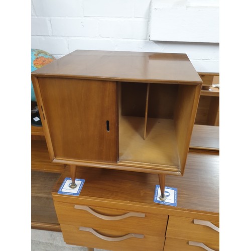 155 - 1970s Retro Record Cabinet With Sliding Doors