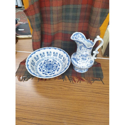 183 - Blue And White Water Jug And Bowl