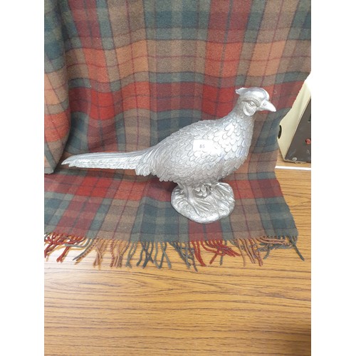 85 - Large Pheasant And Horse Figure Silver Painetd