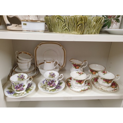 219 - Shelf Of Tea Ware To Include Royal Albert Old Country Roses