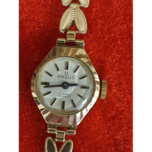 2 - 9ct Gold Ladies Watch Bracelet And Watch 9ct Angus 17 Jewels Incabloc  Weight 12.07 g Working