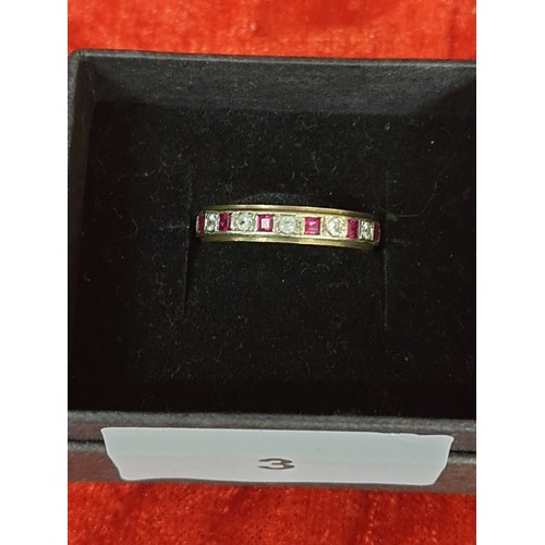 3 - 9ct Gold Red And Clear Stone Eternity Ring 3.36 g