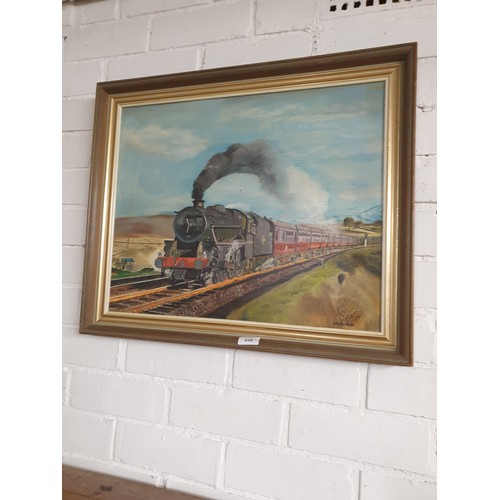 238 - Oil Painting Of Steam Train By A W Easson