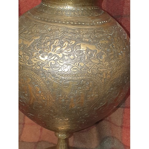 260a - Large Early Tibetan Style Brass Sensor Urn With Cover And Tibetan God Finial Stands 35cms Tall