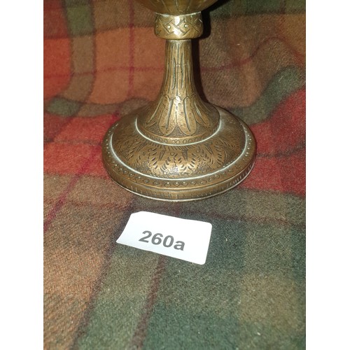 260a - Large Early Tibetan Style Brass Sensor Urn With Cover And Tibetan God Finial Stands 35cms Tall