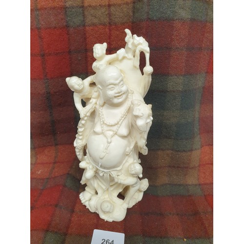 264 - Oriental Happy Buddah With His Concubines Stands 23cms Tall