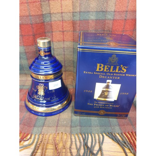 293 - Bells Scotch Whisky Decanter Prince Of Wales 50th Birthday   1998 Full Sealed And Boxed