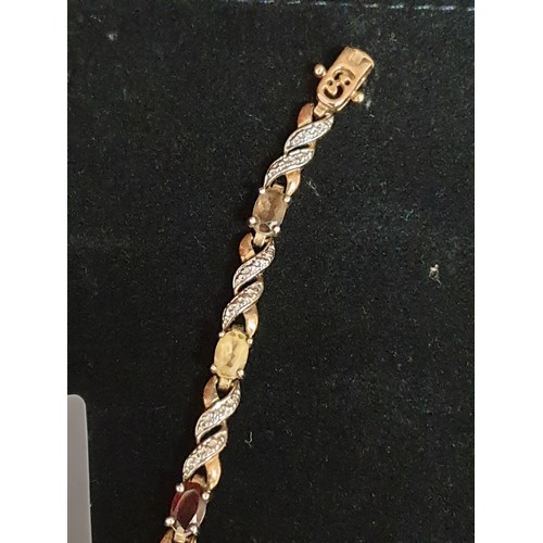 41 - Silver Gilt Bracelet Marked 925 With Gem Stone Settings