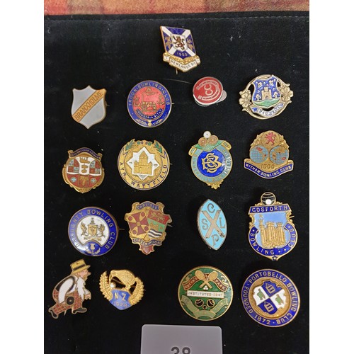 38 - Collection Of Enamel Bowling Club Badges