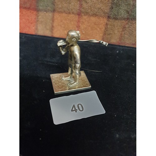 40 - Continental White Metal Figure Marked To Base