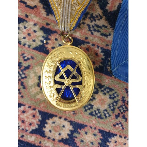 356 - Early Scottish Masonic Apron With 2 Sashes And Assistants Jewel