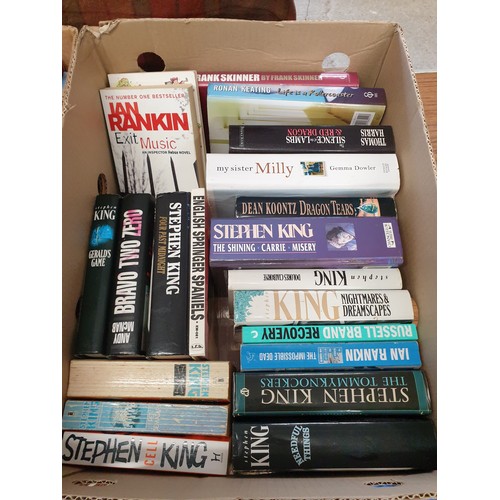 371 - 2 Boxes Books To Include Ian Rankine Clive Cussler Karen Slaughter And Stephen King ect