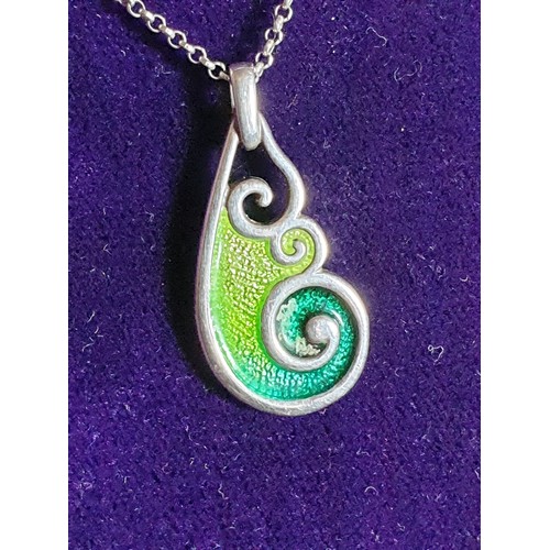 8 - Ola Gorrie Enamel Silver Pendant With Silver Chain