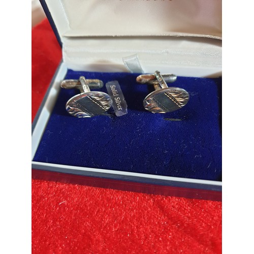 12 - Pair Solid Silver Hallmarked Cuff Links