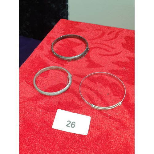 26 - 3 Silver Bangles