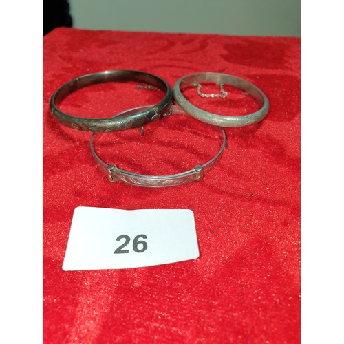 26 - 3 Silver Bangles