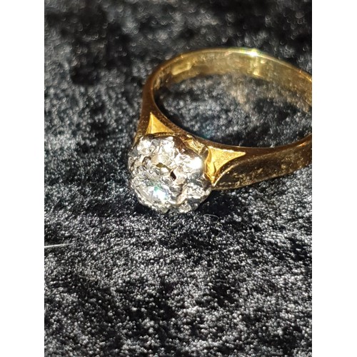 3 - 18ct Gold Diamond Cluster Ring Centre Diamond 4mm Diameter 8 Diamonds 1.5MM Diameter Each Stone