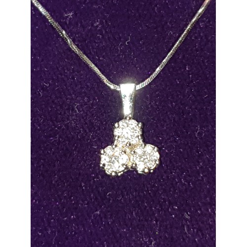 6 - Beautiful 18ct White Gold Necklace With Triple Diamond Pendant