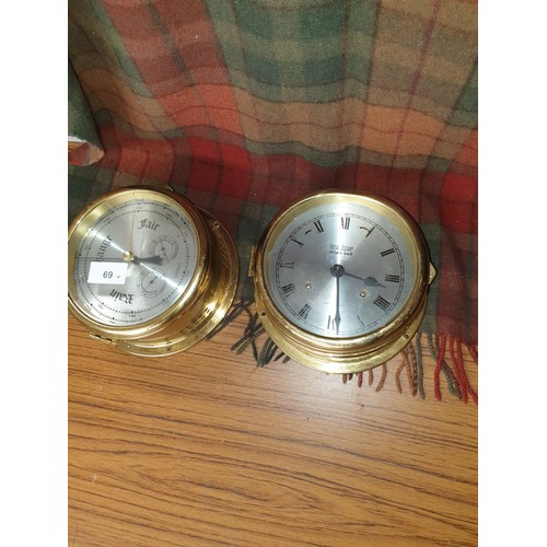 Brass Ships Clock And Brass Barometer