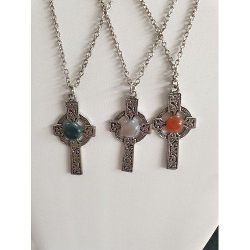 41 - 3 Scottish Celtic Crosses On Chains Possibly Miracle