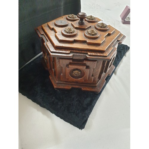 48 - Beautifully Carved Vintage Ladies Jewel Box In Oak