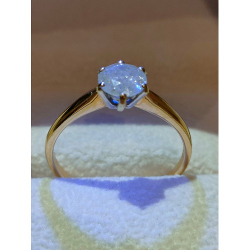 47 - 18ct gold frosted diamond solitaire engagement ring with display box