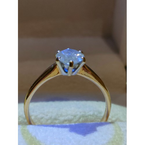 47 - 18ct gold frosted diamond solitaire engagement ring with display box