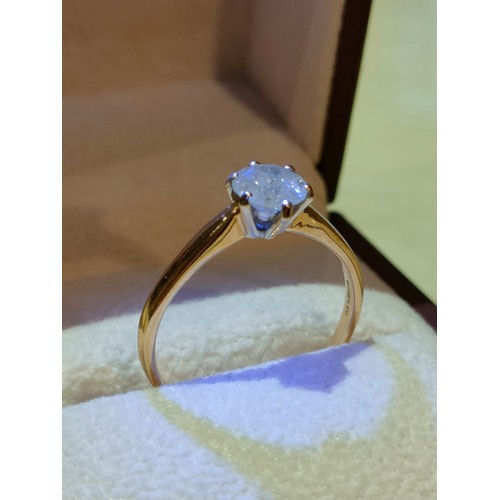 47 - 18ct gold frosted diamond solitaire engagement ring with display box