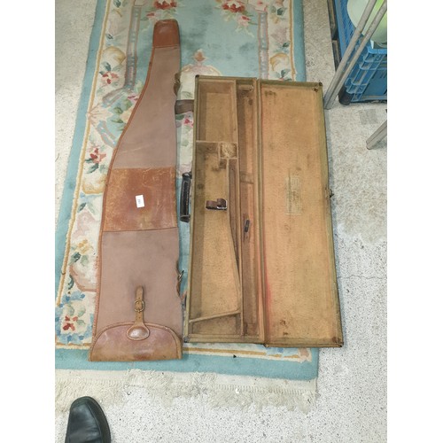 251 - Canvas And Leather Shot Gun Case Royal Scots Badge Attached And Canvas And Leather Gun Bag