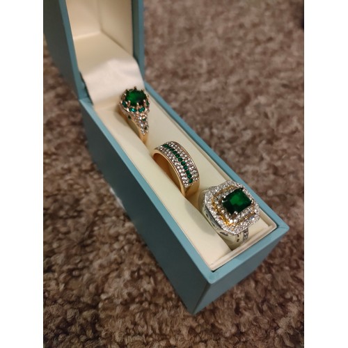 26 - 3 Beautiful ornate dress rings set with green and clear stones