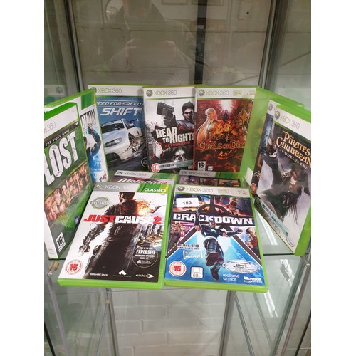 189 - Shelf Of X Box 360 Games