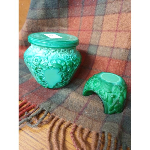 91 - Beautiful Far Eastern Carved Malachite  Stand With Urn Type Top Beautifully Carved