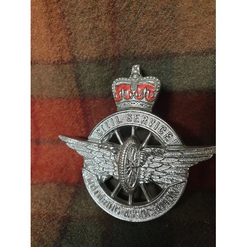 93A - Rare Civil Service Car Badge With Crown To Top Has Back Fixing Plate