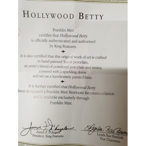 116 - Franklin Mint Limited Edition Betty Boop Hollywood Betty bIn Glass Dome With Certificate And Box