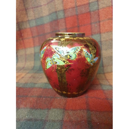 147 - Crown Devon Lustre Vase Butterfly Pattern