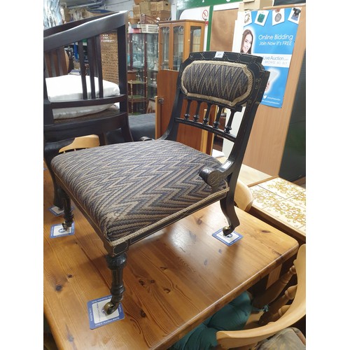 277 - Victorian Ebonised Ladies Nursing Chair With Brass Casters