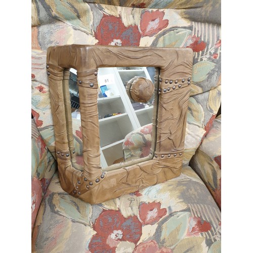 81A - Arts And Crafts Designer Leather Work Mirror