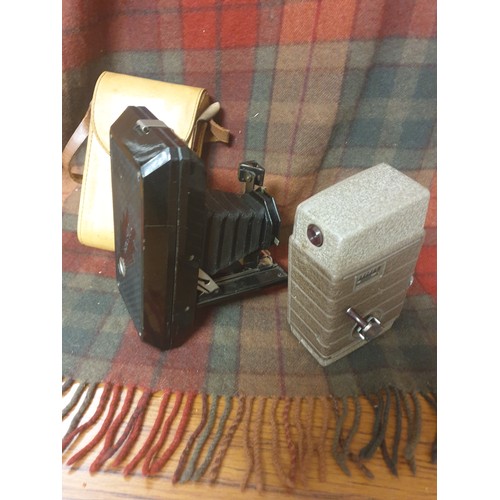 79 - Folding Bakelite British Soho Pilot Bellows Camera And Bell And Howell Cine Camera