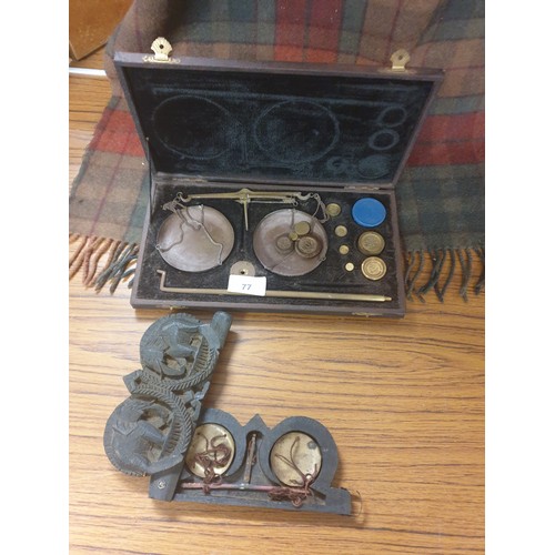 77 - 2 Antique Sets Of Gold Scales Cased