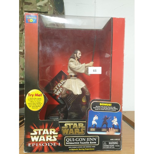 65 - Star Wars Qui-Gon-Jinn Interactive Tlking Bank Boxed