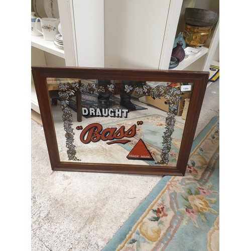 139A - Large Vintage Draught Bass Pub Advertising Mirror 68 x 53cms