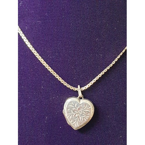 46 - Vintage Silver Hallmarked Heart Locket On Silver Chain