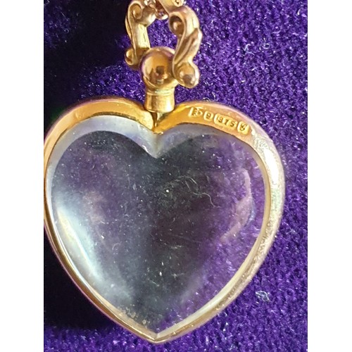 15 - 9ct Gold Chain With Victorian 9ct Gold Surround Heart Shaped Pendant