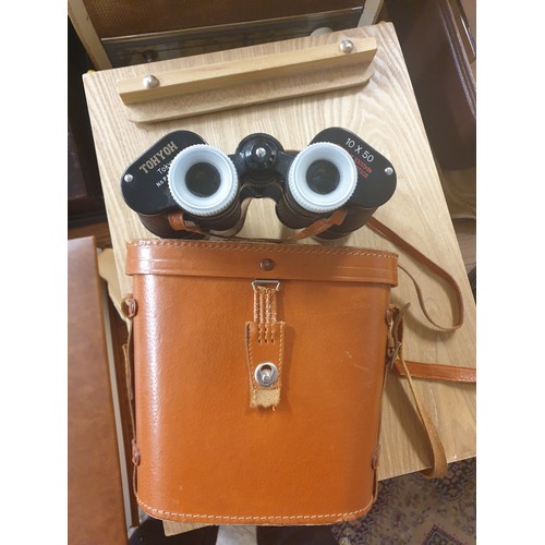 41 - Set of binoculars in fitted leather case .