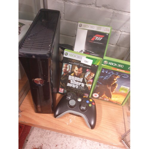 191 - X Box 360 Console With Hand Controller And Games