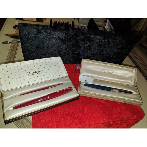 6 - Parker Nib Pen And Revolving Pencil Set In Original Case And Parker Nib Pen In Original Case